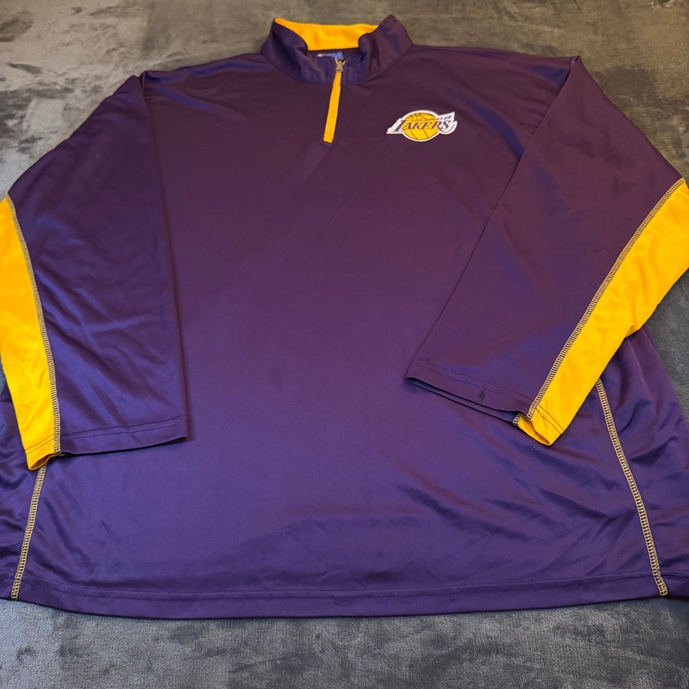 NBA Los Angeles Lakers Quarter Zip Pullover Mens 3XL Purple Gold Activewear